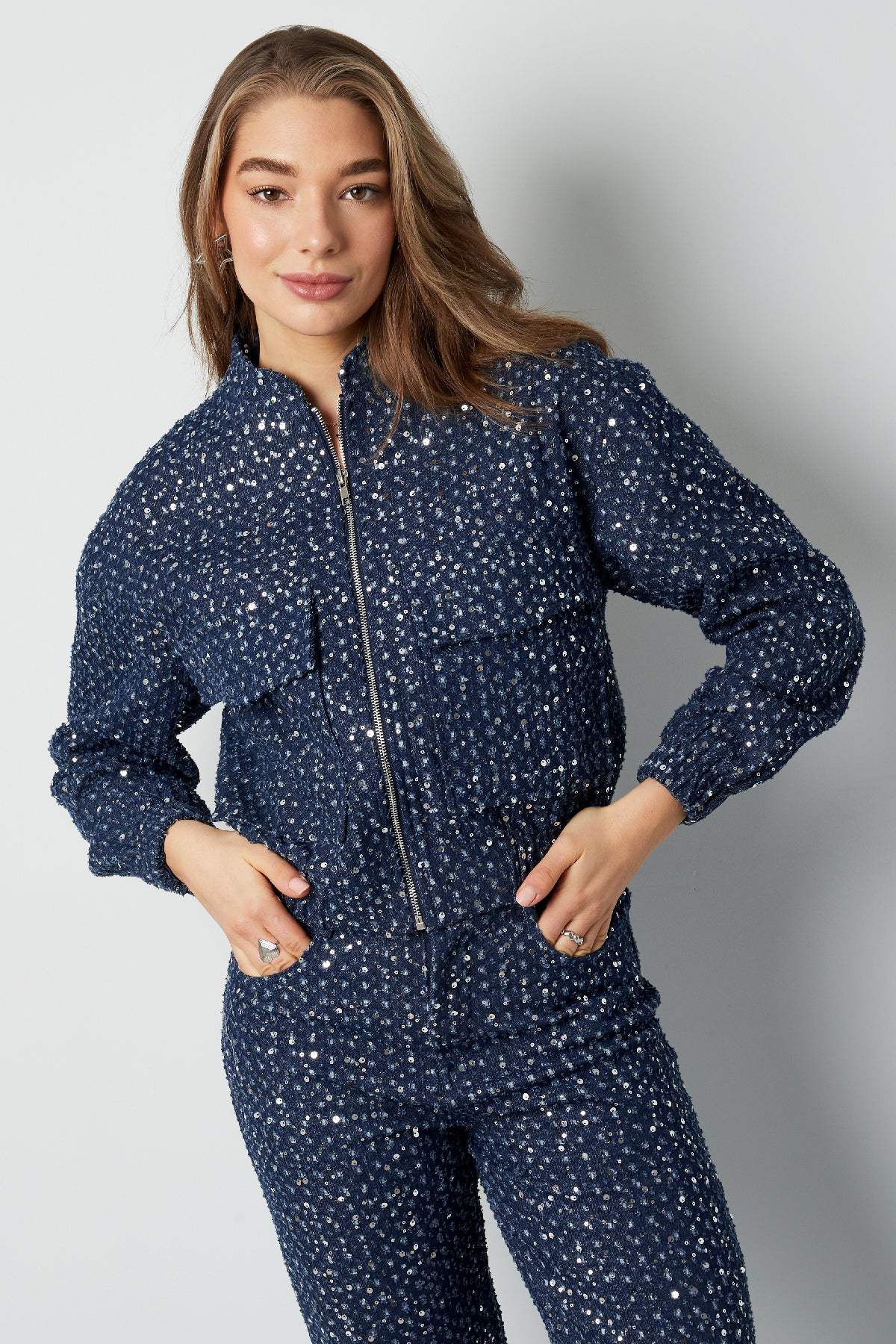 Veste en jean à paillettes - Blue