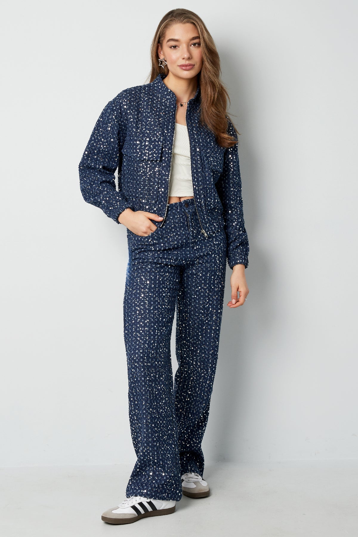 Veste en jean à paillettes - Blue