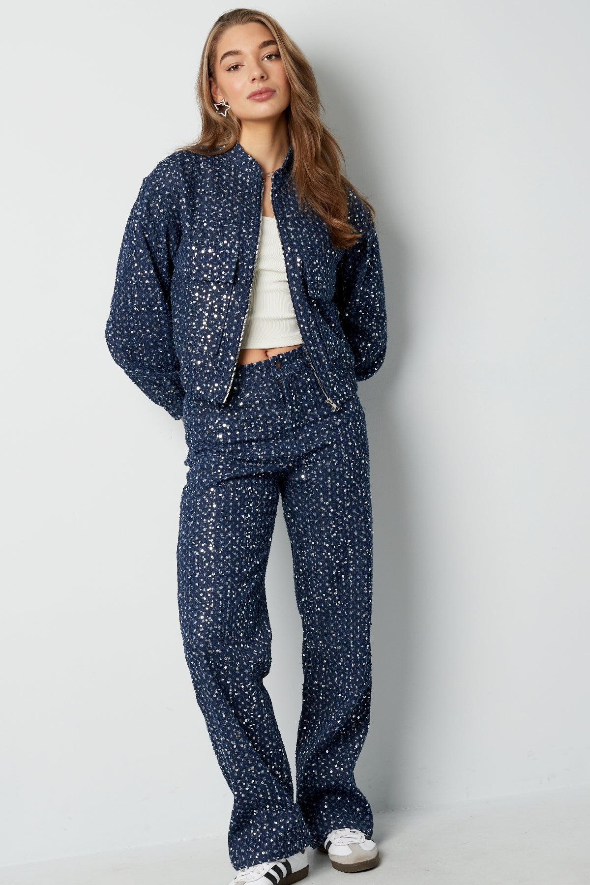 Veste en jean à paillettes - Blue