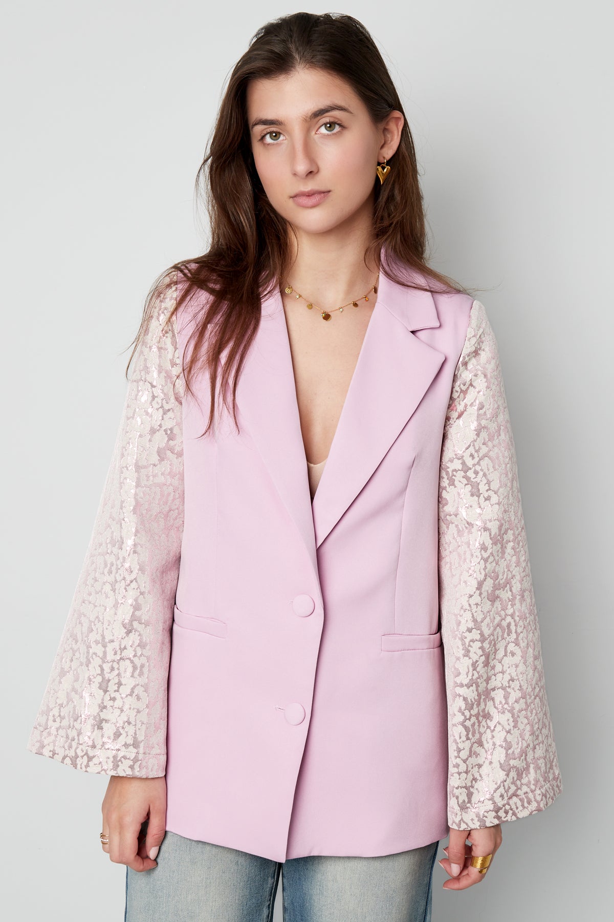 Blazer with panther sleeves - Pink