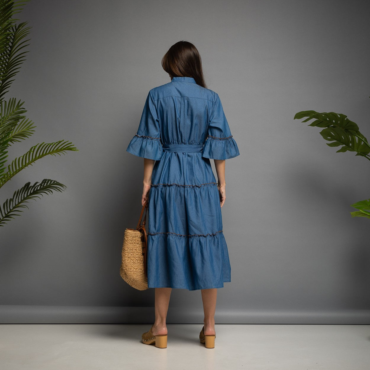 ROBE EN JEAN BRODÉE 100% Coton - MADE IN ITALIE