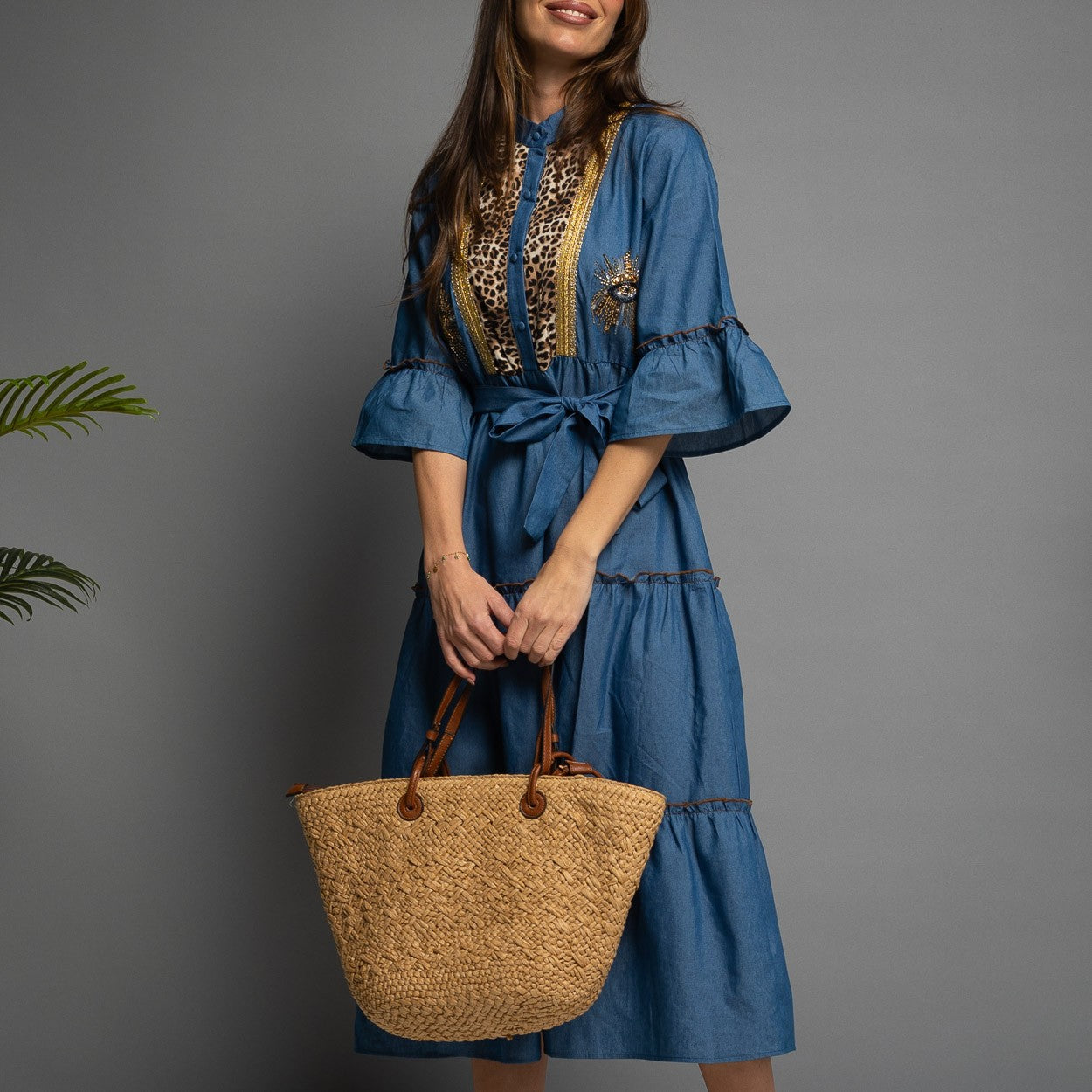 ROBE EN JEAN BRODÉE 100% Coton - MADE IN ITALIE