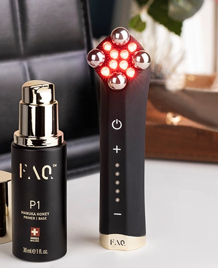 FAQ™ 402 Appareil tonifiant à double micro-courants et LED rouge + Primer au miel de Manuka