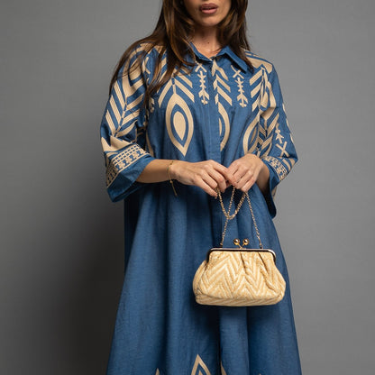 ROBE EN JEAN BRODÉE MIRACLE 100% Coton - MADE IN ITALIE