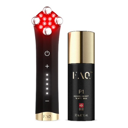 FAQ™ 402 Appareil tonifiant à double micro-courants et LED rouge + Primer au miel de Manuka