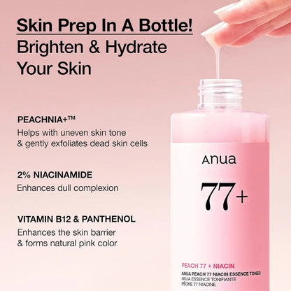Anua - Peach 77 Niacin Essence Toner - Tonique hydratant - 250 ML